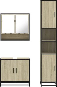 vidaXL Σετ Επίπλων Μπάνιου 3 Τεμαχίων Sonoma Δρυς Επεξεργασμένο Ξύλο