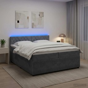 vidaXL Κρεβάτι box spring με στρώμα Σκούρο Γκρι 200 x 200 cm Βελούδο