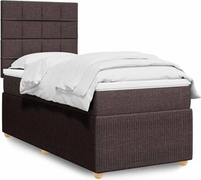 vidaXL Κρεβάτι Boxspring με Στρώμα Σκούρο Καφέ 90x190 εκ. Υφασμάτινο