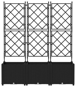 vidaXL Γλάστρα Κήπου με Τρέλλις 3 τμχ Μαύρη 120x40x143 εκ.