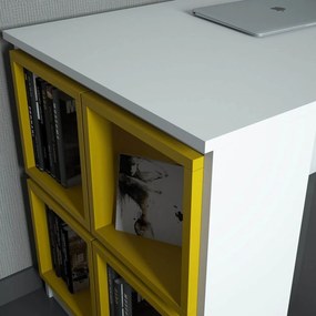 Stewehome Γραφείο μελέτης Λευκό / Κίτρινο 120x65x75 cm