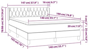 vidaXL Κρεβάτι Boxspring με Στρώμα Ανοιχτό Γκρι 140x190 εκ. Υφασμάτινο