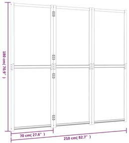 vidaXL Διαχωριστικό Δωματίου με 3 Πάνελ Λευκό Κρεμ 210 x 180 εκ.