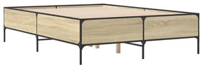 vidaXL Πλαίσιο Κρεβατιού Sonoma Δρυς 150x200 εκ. Επεξ. Ξύλο &amp; Μέταλλο
