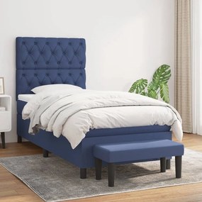 vidaXL Κρεβάτι Boxspring με Στρώμα Μπλε 80x200 εκ. Υφασμάτινο