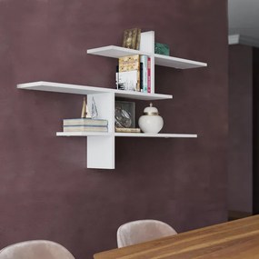 Ραφιέρα τοίχου Leo Megapap χρώμα λευκό 123x22x80εκ.