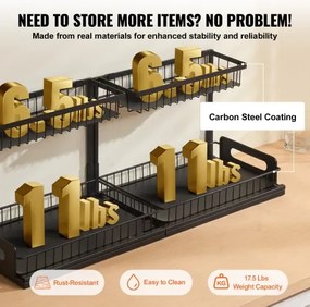 VEVOR 2-Tier Wire Pull Out Cabinet Under Sink Basket Organizer 10.7"x14.2" 2PCS