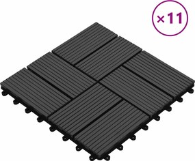 vidaXL Πλάκα Κατασκευής 11 pcs Μαύρο 30 x 30 cm WPC