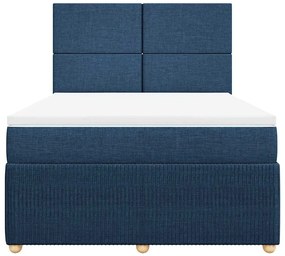 vidaXL Κρεβάτι Boxspring με Στρώμα Μπλε 140x200 εκ. Υφασμάτινο