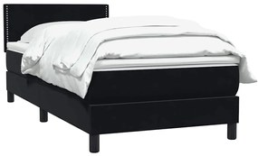 vidaXL Κρεβάτι Boxspring με Στρώμα Μαύρο 80x220 εκ. Βελούδινο