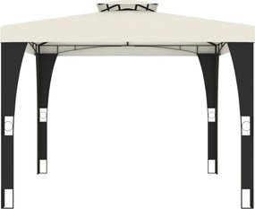 vidaXL Κιόσκι με Διπλή Οροφή Κρεμ 2,98x2,98 μ. Ατσάλινο