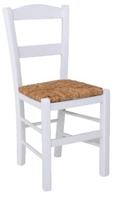 Καρέκλα ΣΥΡΟΣ Εμποτιζόμενο Άσπρο Ψάθα/Ξύλο