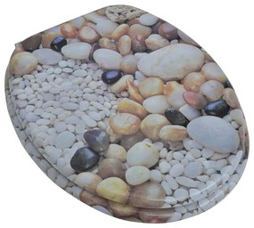 Κάλυμμα Λεκάνης Σχέδιο Βότσαλα με Καπάκι από MDF - Πολύχρωμο