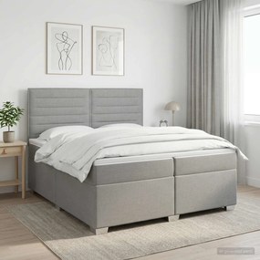 vidaXL Κρεβάτι box spring με στρώμα Ανοιχτό γκρι 200 x 200 cm Ύφασμα
