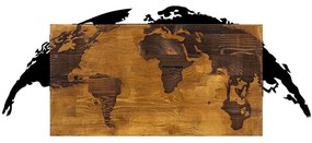 Διακοσμητικό Τοίχου World Map 899SKL1329 35x83cm Walnut-Black Wallity Μέταλλο,Ξύλο