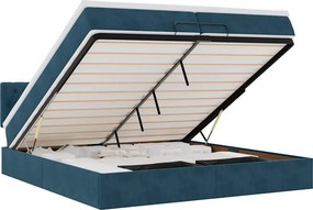 VidaXL Οθωμανικό κρεβάτι με στρώματα & LEDs Σκούρο μπλε Βελούδο