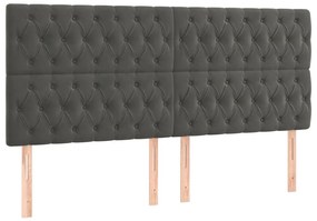 Κρεβάτι Boxspring με Στρώμα Σκούρο Γκρι 180x200 εκ. Βελούδινο - Γκρι