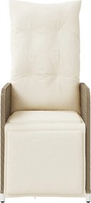 vidaXL Πολυθρόνες Κήπου Ανακλ/νες 2 τεμ. Μπεζ Συνθ. Ρατάν + Μαξιλάρια