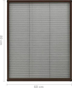 vidaXL Σήτα Παραθύρου Πλισέ Καφέ 60 x 80 εκ. από Αλουμίνιο