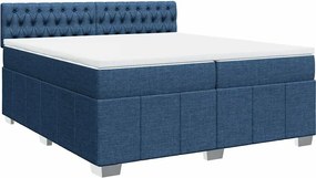 vidaXL Κρεβάτι Boxspring με Στρώμα Μπλε 200x200 εκ. Υφασμάτινο