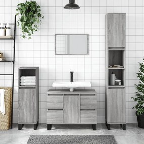 vidaXL Ντουλάπι Μπάνιου Γκρι Sonoma 30x30x100 εκ. Επεξεργασμένο Ξύλο