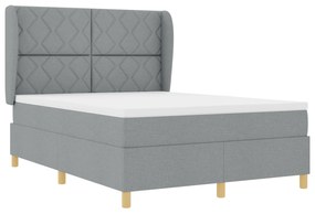vidaXL Κρεβάτι με Στρώμα Φωτεινό Γκρι 140x200 εκ Υφασμάτινο