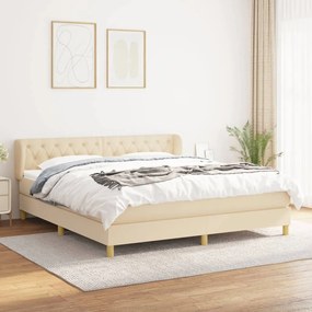 Κρεβάτι Boxspring με Στρώμα Κρεμ 160x200 εκ. Υφασμάτινο