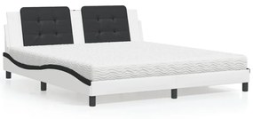 Κρεβάτι με Στρώμα Zadar Μαύρο/Λευκό 180x200 εκ. από Συνθετικό Δέρμα