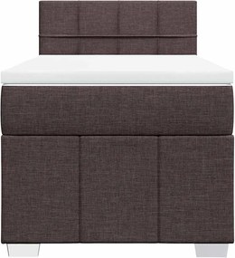 vidaXL Κρεβάτι Boxspring με Στρώμα Σκούρο Καφέ 90x200 εκ. Υφασμάτινο