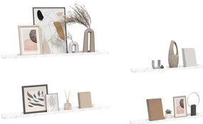 vidaXL Ράφι Τοίχου με ράφι 4 pcs Λευκό Μάρμαρο 100 x 9 x 3 cm