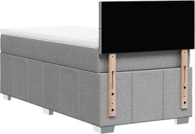 vidaXL Κρεβάτι Boxspring με Στρώμα Ανοιχτό Γκρι 90x200 εκ. Υφασμάτινο