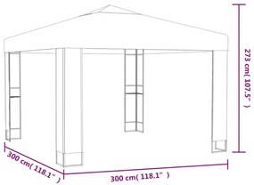 vidaXL Κιόσκι με Διπλή Οροφή Taupe 3 x 3 x 2,7 μ. 180 γρ/μ²