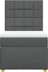 vidaXL Κρεβάτι Boxspring με Στρώμα Σκούρο Γκρι 90x200 εκ. Υφασμάτινο