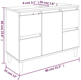 Ντουλάπι Νιπτήρα Λευκό 80 x 33 x 60 εκ. από Επεξεργασμένο Ξύλο - Λευκό
