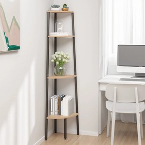 Γωνιακό Ράφι 4 Επιπέδων Ανοιχτό Καφέ και Μαύρο 45,5 x 31,5 x 150 εκ.