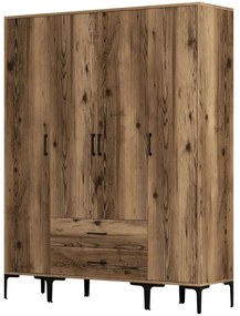 Ντουλάπα Τετράφυλλη Kumsal 845HCT5482 160x47,5x201,4cm Walnut Τετράφυλλη