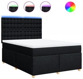 vidaXL Κρεβάτι Boxspring με Στρώμα Μαύρο 160x200 εκ. Υφασμάτινο