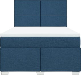 vidaXL Κρεβάτι Boxspring με Στρώμα Μπλε 160x200 εκ. Υφασμάτινο