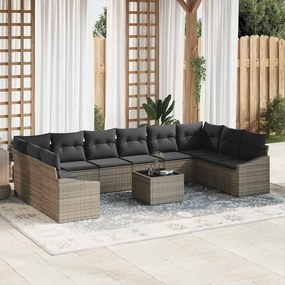 vidaXL Σετ Καναπέ με μαξιλάρι 11 pcs Γκρι συνθετικό ρατάν