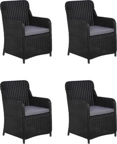 vidaXL Σετ Τραπεζαρίας Κήπου 5 Τεμαχίων Μαύρο