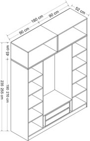 Τετραφυλλη Ντουλαπα Λευκο KALEO 52x180x255