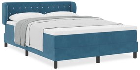 vidaXL Κρεβάτι Box Spring με Στρώμα σε Σκούρο Μπλε 160x200 εκ. από Βελούδο