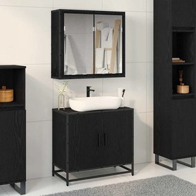 vidaXL Σετ Επίπλων Μπάνιου με ράφι 2 pcs Μαύρη Οξυά Επεξεργασμένο ξύλο