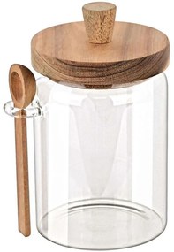 Δοχείο Αποθήκευσης Με Κουτάλι Acacia 01-17460 9,7x12x17cm 850ml Natural-Clear Estia Wood, Glass