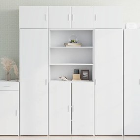 Ραφιέρα με Ντουλάπια Λευκή 80x42,5x225 εκ. από Επεξ. Ξύλο - Λευκό