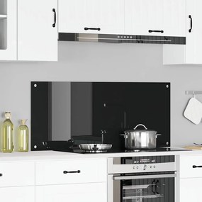 vidaXL Πλακάκι Κουζίνας Μαύρο 120x50x0.6 εκ Γυαλί Ανθρακωμένο