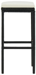 vidaXL Σκαμπό Μπαρ 6 τεμ. Μαύρα από Συνθετικό Ρατάν με Μαξιλάρια