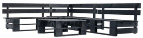 vidaXL Σαλόνι Κήπου από Παλέτες 4 Τεμαχίων από Μαύρο Ξύλο