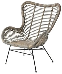 Πολυθρόνα Εξωτερικού Χώρου Rattan Μπεζ 66x50x40εκ