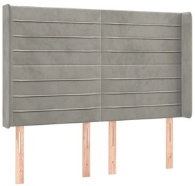 Κεφαλάρι με Πτερύγια Ανοιχτό Γκρι 147x16x118/128 εκ. Βελούδινο - Γκρι